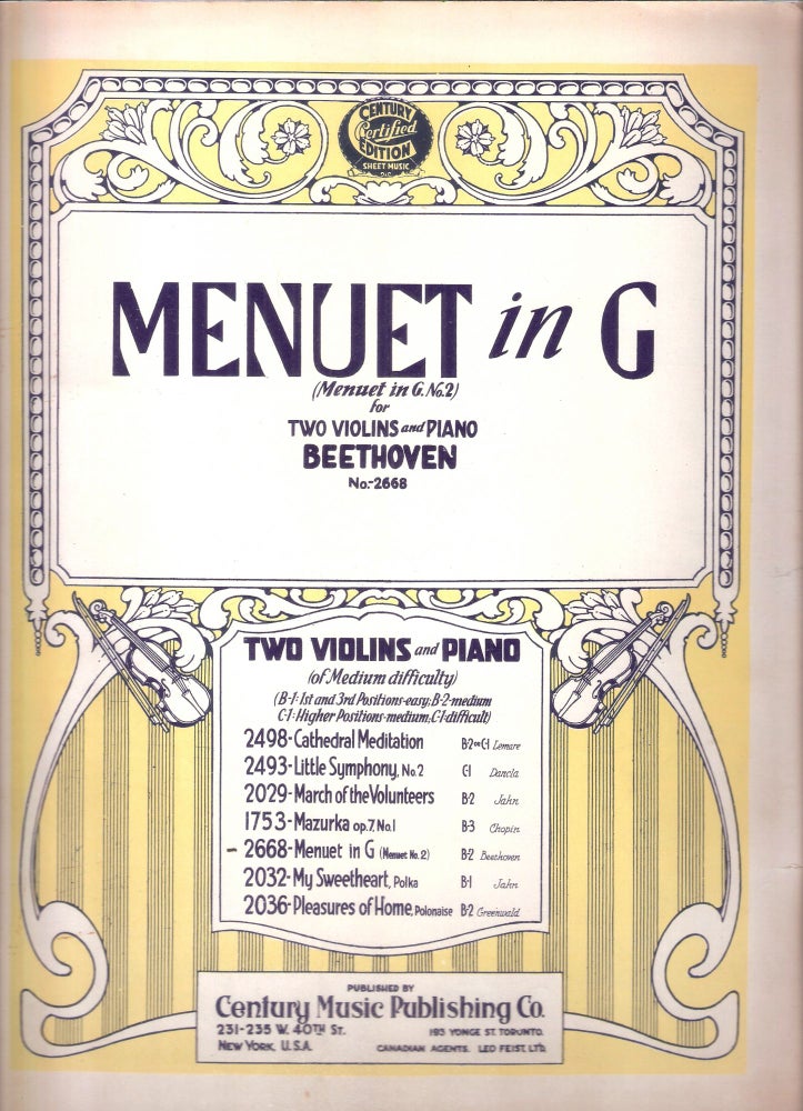 Item #12603 Menuet in G No. 2 No. 2668. Beethoven.