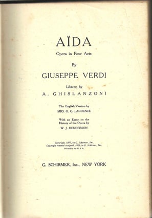 G. Schirmer's Collection of Operas: Aida