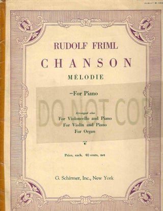 Item #13618 Chanson: Melodie. Rudolf Friml