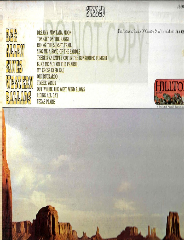 Item #13634 Rex Allen Sings Western Ballads. Rex Allen.