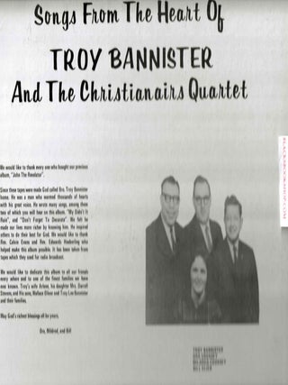 Songs from the Heart of Troy Bannister and the Christainairs Quartet