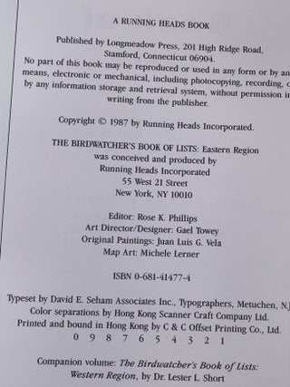 The Birdwatcher's Book of Lists: 23 Lists for Recreation and Recordkeeping (Eastern Region)
