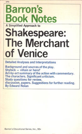 Item #8910 Shakespeare:; The Merchant of Venice. Barron's Book Notes
